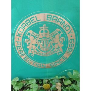Vintage Korbel Brandy Green Golf Umbrella Wooden Handle And Shaft Korbel Logo